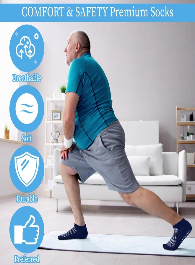 Cozypower جوارب كوزي باور الطبية ذات الوجهين، 12 زوجًا، مزودة بمقابض لمنع السقوط، جوارب يوغا وبيلاتس مانعة للانزلاق، جوارب قصيرة للجنسين (رجال، ألوان داكنة) - Image 2